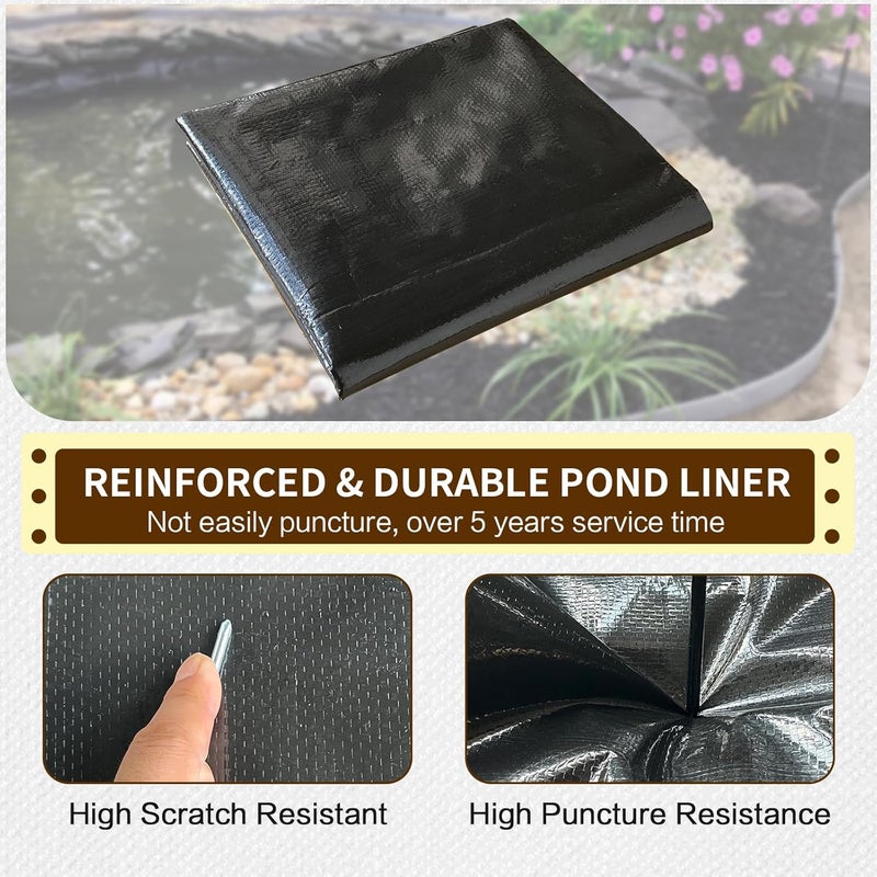yeezo 10X10FT Reinforced PE Pond Liner, KOI Pond Liners for Outdoor Ponds, Enhanced 5-Layer Structure Pond Liner for Fish, Duck, Garden Raised Bed and Waterscape Pond(0.63oz/sq ft Thickness) - Image 5